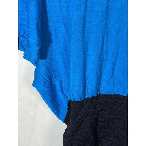 lady fashion short sleeve shirt blue black embellished butterfly medium READ - Picture 11 of 14